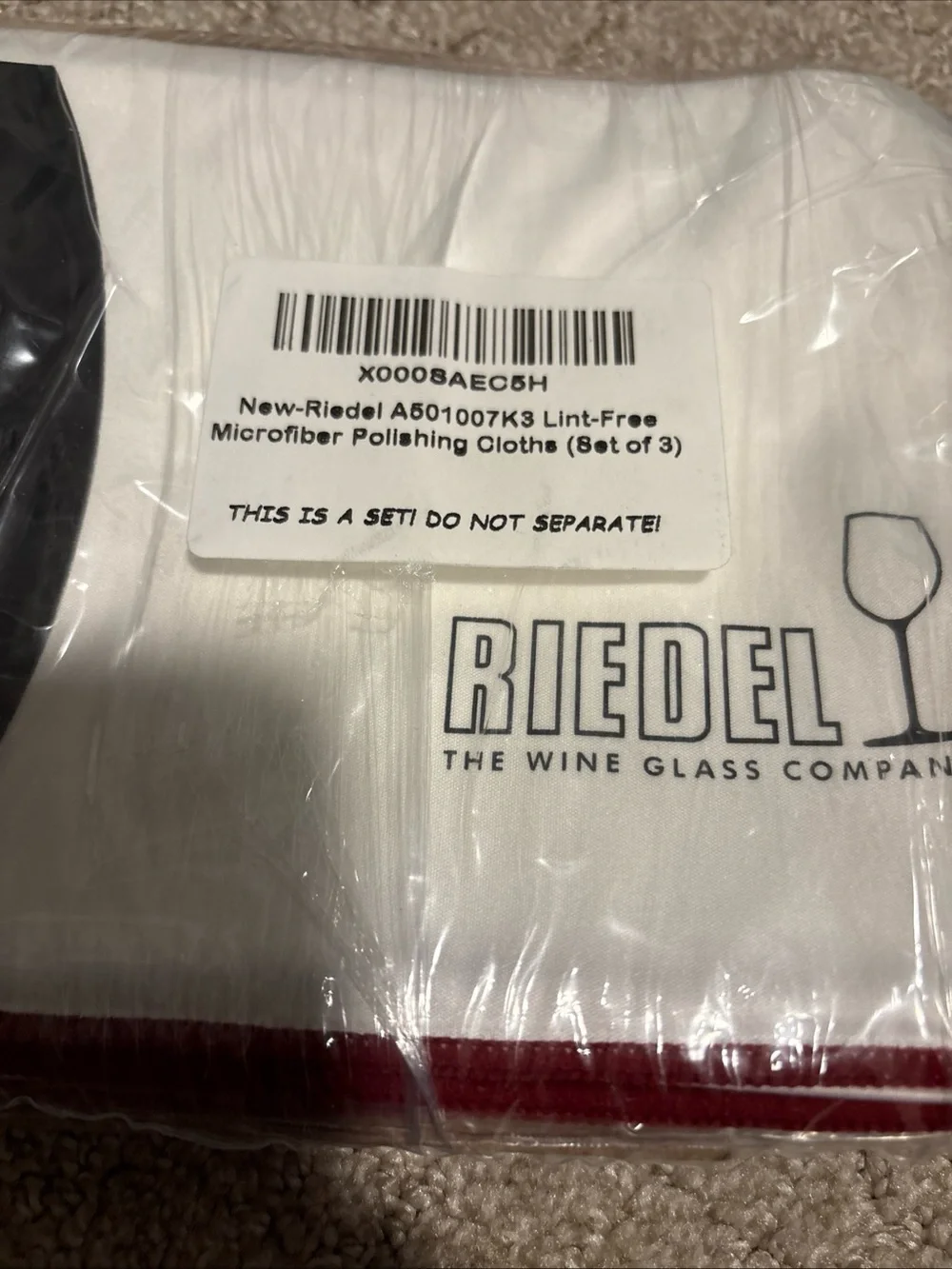 RIEDEL Microfiber Polishing Cloth NEW in Crystal Glass Care Cleaning (Set of 3)